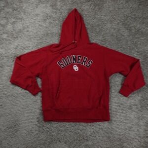 Oklahoma Sooners Hoodie Mens Large Spellout Pullover Red Sweater Y2K Pockets